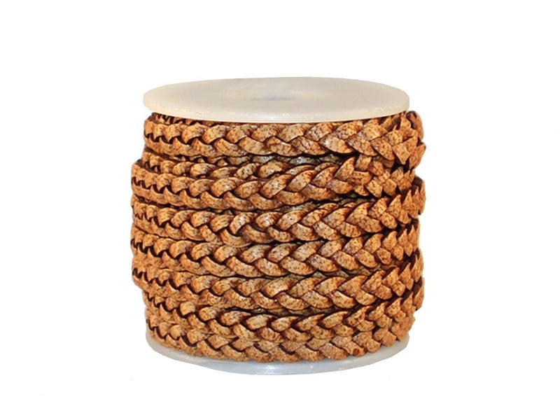 Cords Craft, 5mm 3 Ply Flat Braided Genuine Leather Cord, Braided Leather Cord, Leather Cord, Flat Cords, Brown Color, Hand Braided, Roll of 5 Meters - Image 3